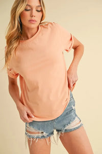 Aemi + Co Exposed Seam Round Neck Short Sleeve T-Shirt - Brittney MADE