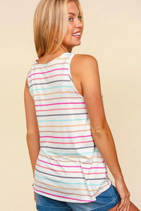 Haptics Round Neck Striped Knit Tank - Brittney MADE