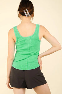 VERY J Washed Ribbed Tank with Placket Detail - Brittney MADE