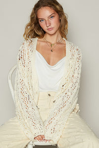 POL Cable-Knit Openwork V-Neck Button Up Cardigan - Brittney MADE