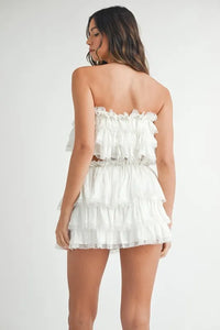 MABLE Ruffle Layered Crop Top and Mini Skirt Set - Brittney MADE