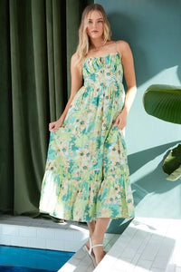 Mittoshop Floral Smocked Back Ruffled Hem Maxi Cami Dress - Brittney MADE