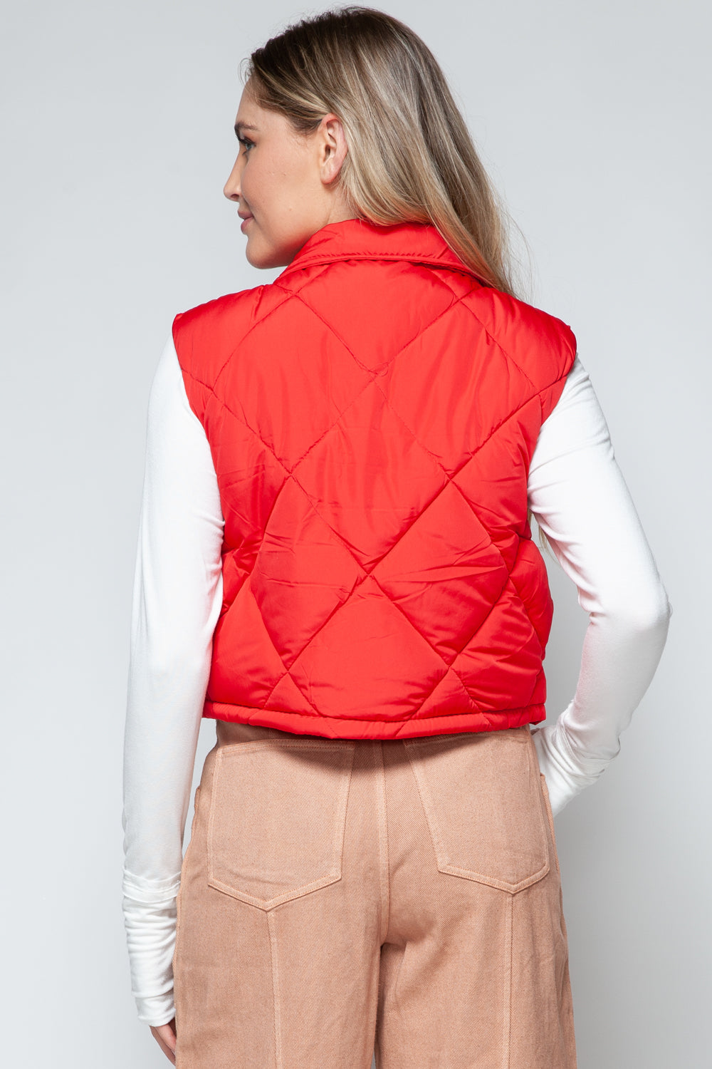 Snobbish Snap Down Quilted Crop Vest - Brittney MADE