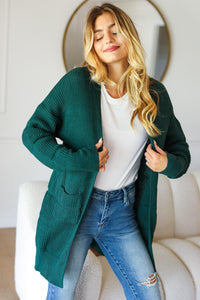 Haptics Stripe Textured Open Front Cardigan with Pockets - Brittney MADE