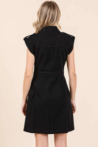 Mittoshop Cargo Pocket Half Button Mini Dress - Brittney MADE