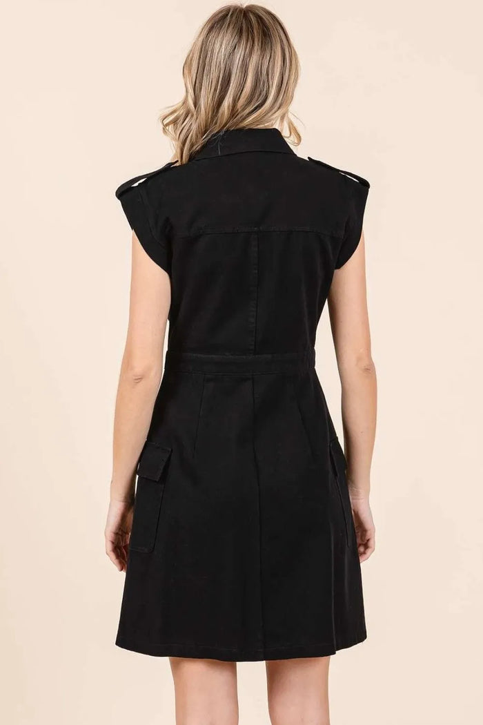 Mittoshop Cargo Pocket Half Button Mini Dress - Brittney MADE