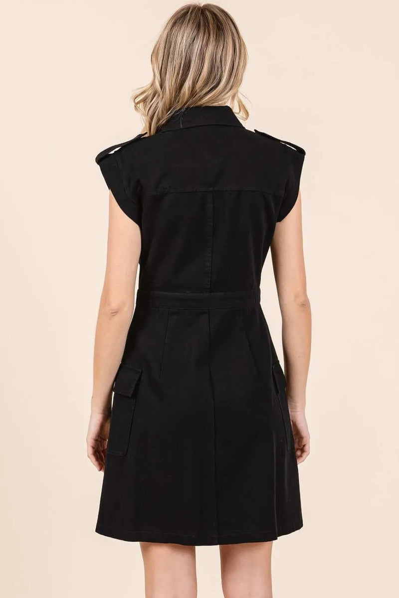 Mittoshop Cargo Pocket Half Button Mini Dress - Brittney MADE
