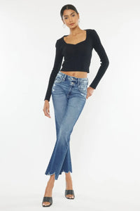 Kancan High Rise Wide Waistband Slim Straight Jeans - Brittney MADE