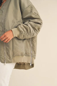 MABLE Back Ruched Utiltiy Bomber Jacket - Brittney MADE
