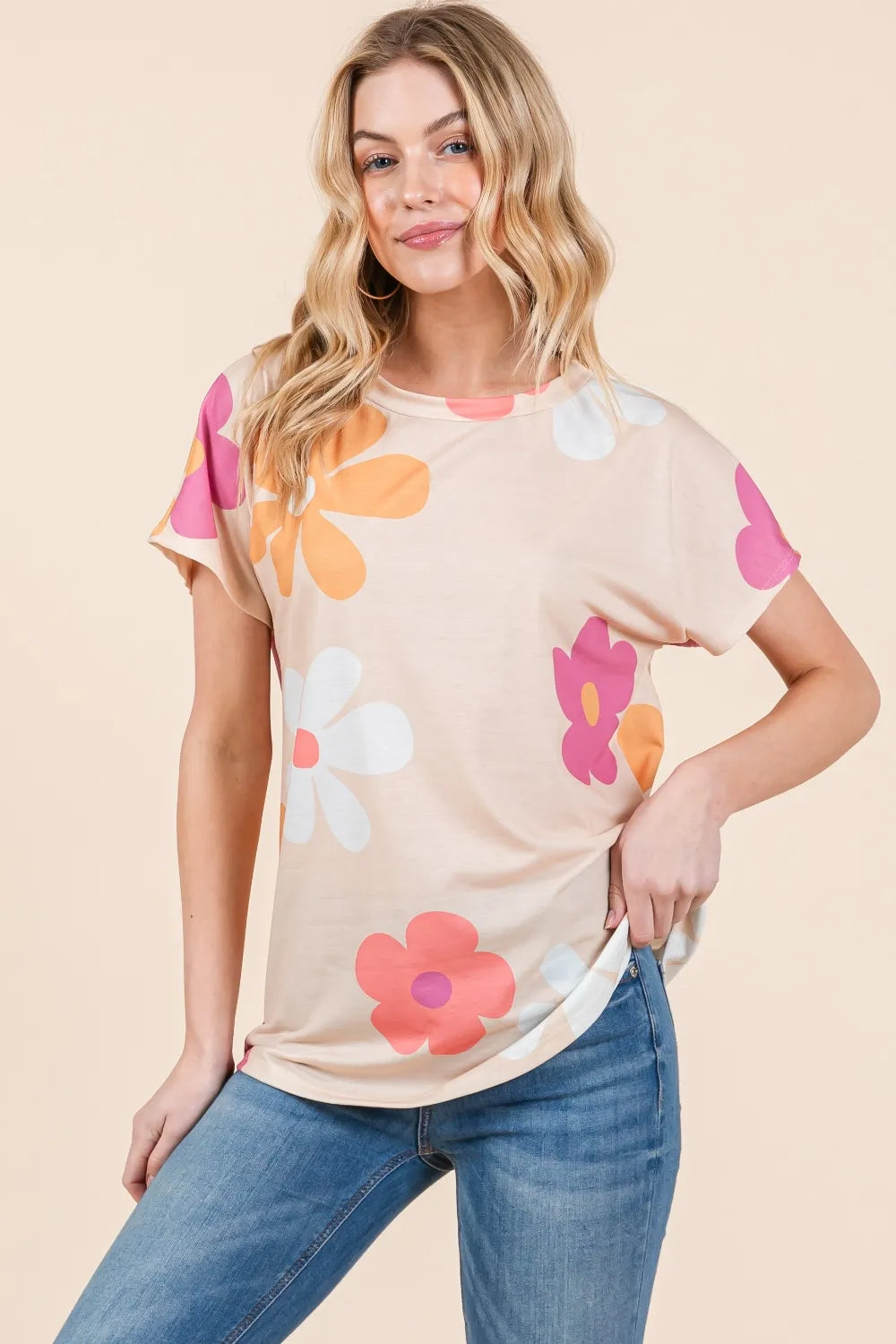 BOMBOM Floral Short Sleeve T-Shirt - Brittney MADE