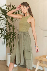 ADORA Drawstring Sleeveless Washed Dress - Brittney MADE