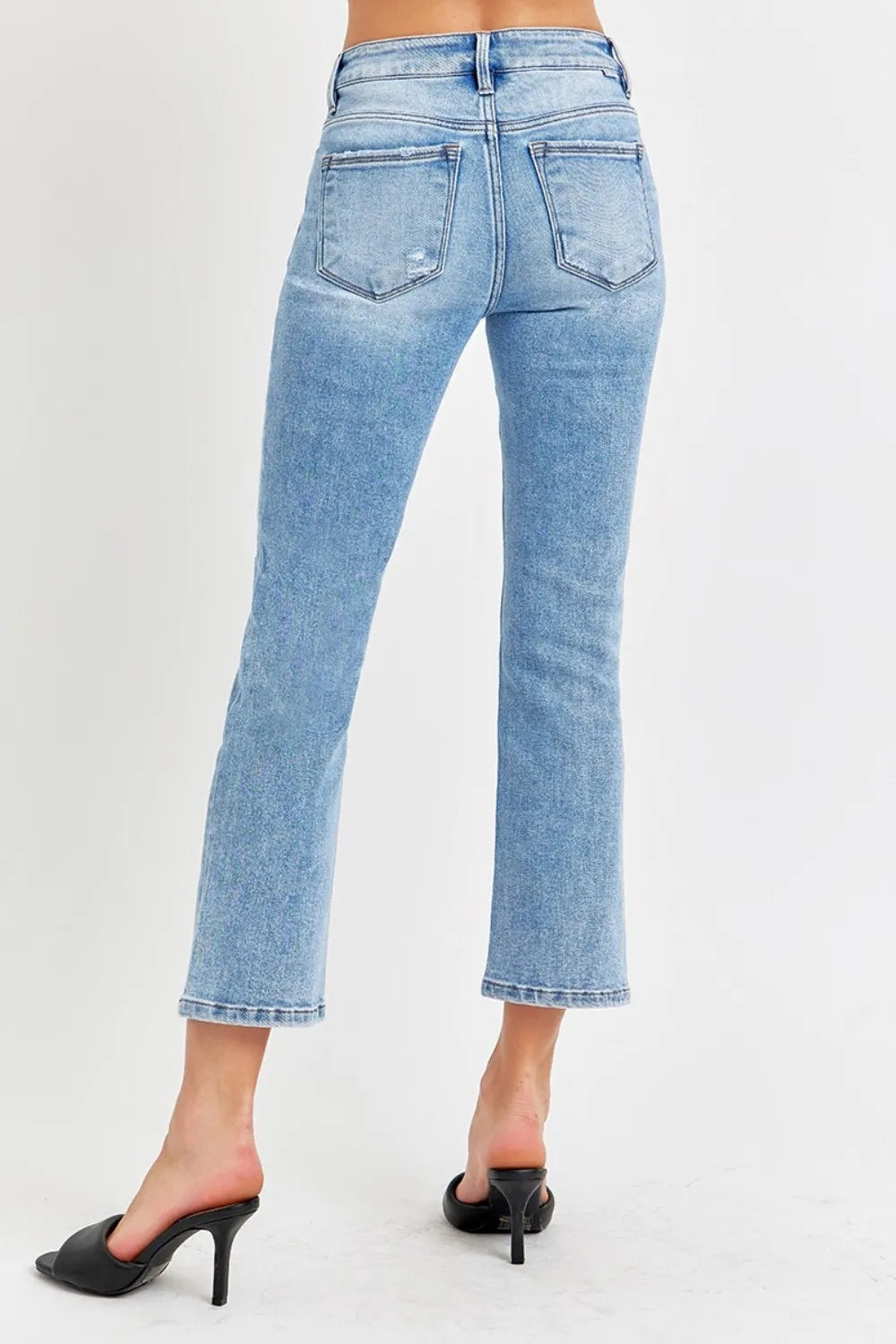 RISEN Full Size Low Rise Crop Slim Straight Jeans - Brittney MADE