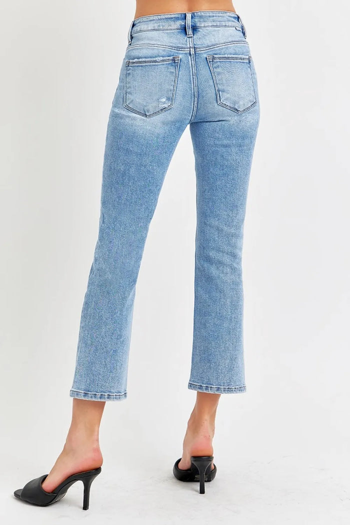 RISEN Full Size Low Rise Crop Slim Straight Jeans - Brittney MADE