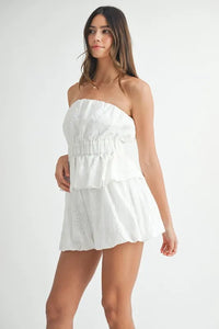 MABLE Floral Eyelet Lace Tube Top and Short Set - Brittney MADE