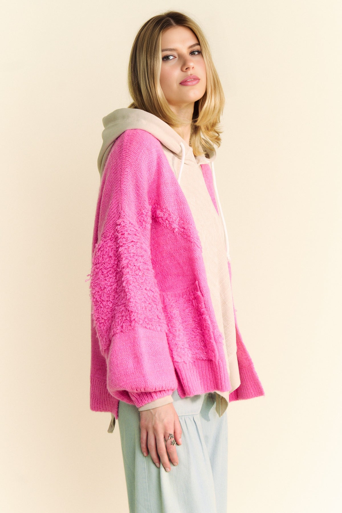 Davi & Dani Side Slit Open Front Long Sleeve Cardigan - Brittney MADE