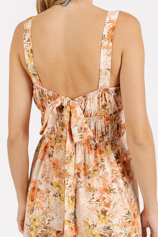 Mittoshop Flower Print Gathered Bust Sleeveless Jumpsuit - Brittney MADE