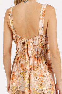 Mittoshop Flower Print Gathered Bust Sleeveless Jumpsuit - Brittney MADE