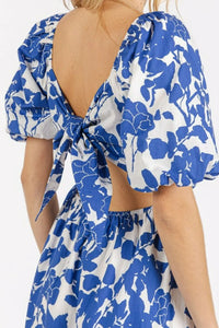 Mittoshop Cutout Back Floral Sweetheart Neck Puff Sleeve Dress - Brittney MADE