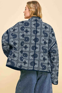 Davi & Dani Vintage Print Open Front Jacket with Pockets - Brittney MADE