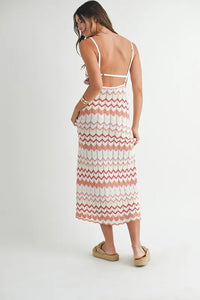 MABLE Lightweight Pointelle Chevron Knit Maxi Dress - Brittney MADE