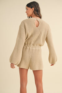 MABLE Round Neck Long Sleeve Sweater Romper - Brittney MADE
