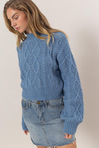 HYFVE Cable-Knit Mock Neck Dropped Shoulder Sweater - Brittney MADE