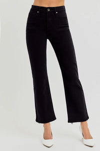RISEN Full Size Tummy Control Elastic Band High Rise Crop Straight Jeans Plus Size - Brittney MADE
