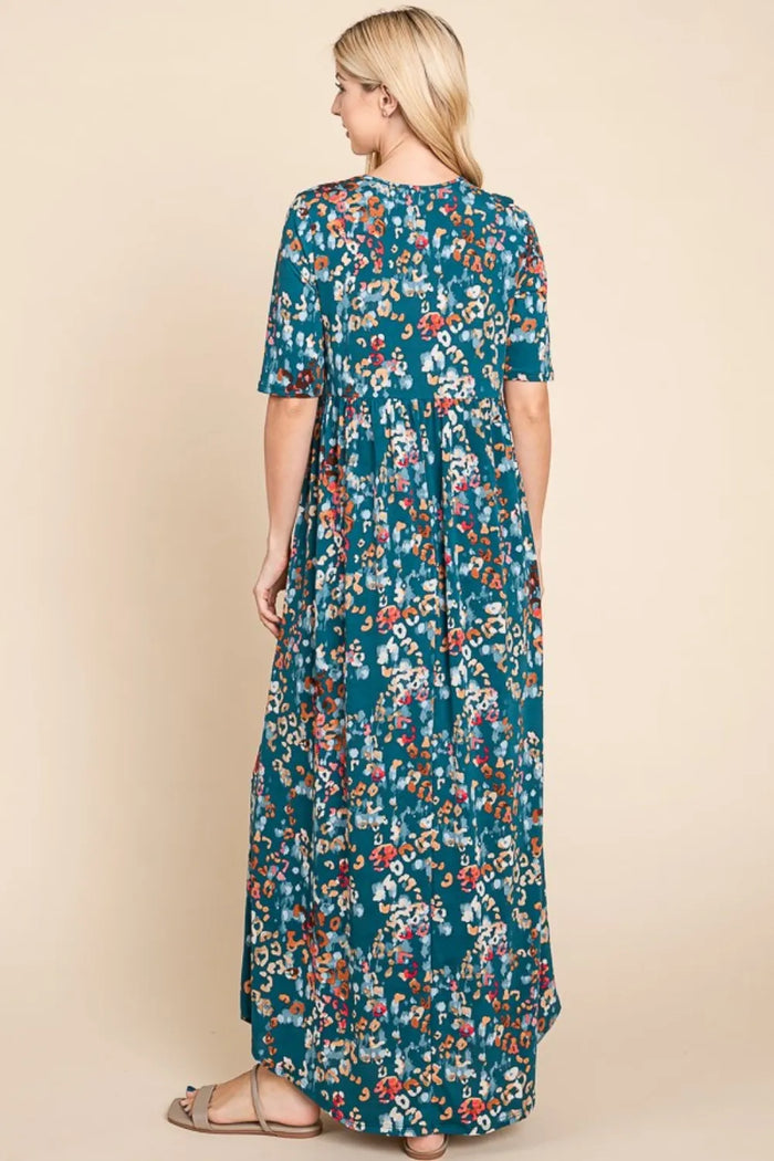 BOMBOM Printed Shirred Maxi Dress - Brittney MADE