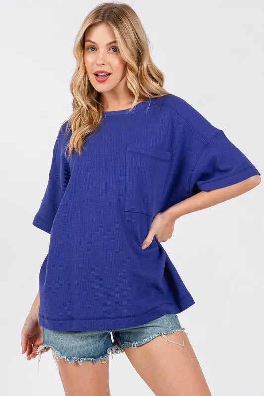 Cesfemme Textured Drop Shoulder T-Shirt - Brittney MADE