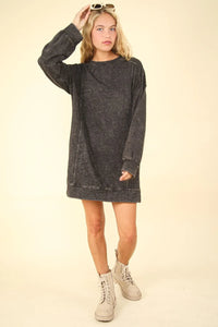 VERY J Mineral Washed Oversized Sweatshirt Mini Dress - Brittney MADE
