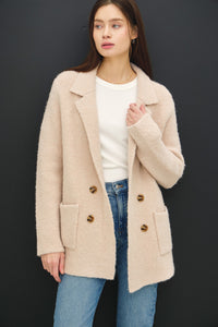 Be Cool Textured Double-Breasted Coat with Pockets - Brittney MADE