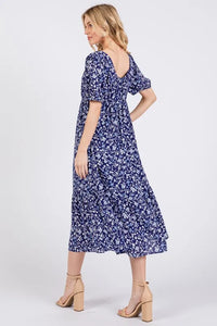 Ces Femme Floral Square Neck Puff Sleeve Midi Dress - Brittney MADE