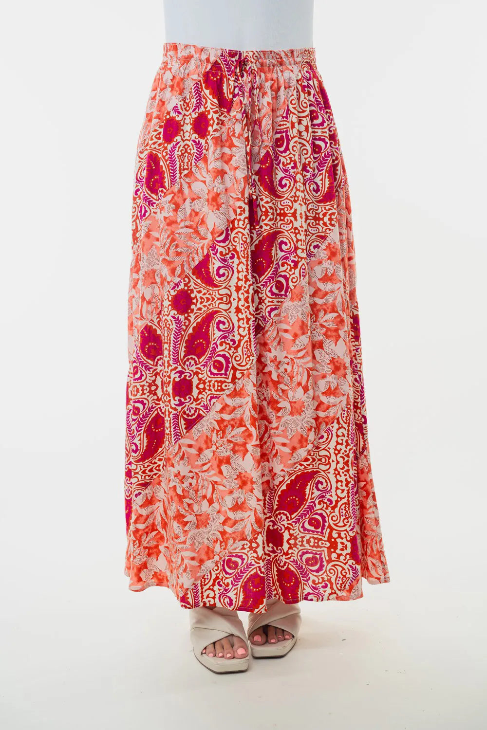 White Birch Full Size High Waisted Floral Woven Skirt - Brittney MADE