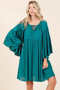 Mittoshop Frill Tie Neck Bell Sleeve Dress - Brittney MADE