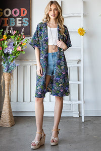 Heimish Full Size Half Sleeve Floral Open Cardigan Plus Size - Brittney MADE