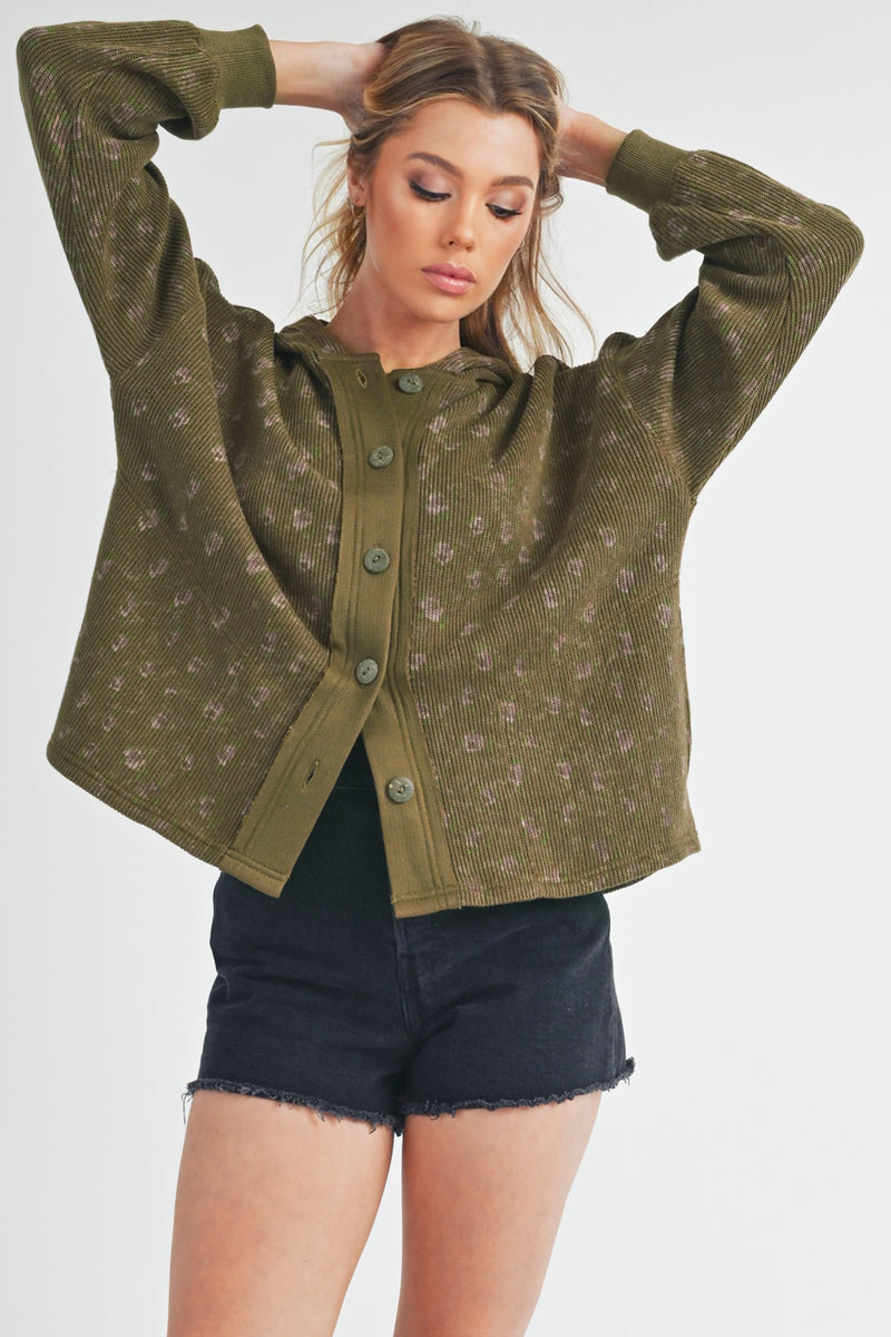 Aemi + Co Floral Button Up Hooded Jacket - Brittney MADE