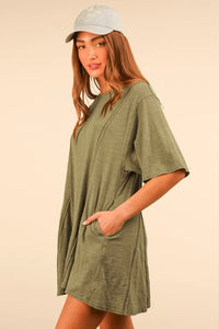 VERY J Mineral Washed Oversized Knit Comfy Romper - Brittney MADE