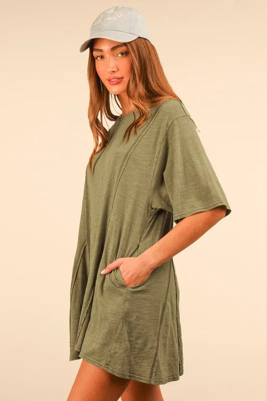 VERY J Mineral Washed Oversized Knit Comfy Romper - Brittney MADE