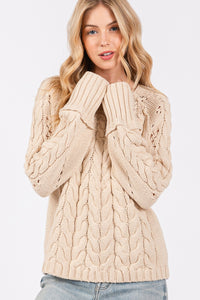 SAGE + FIG Cable-Knit Long Sleeve Sweater - Brittney MADE