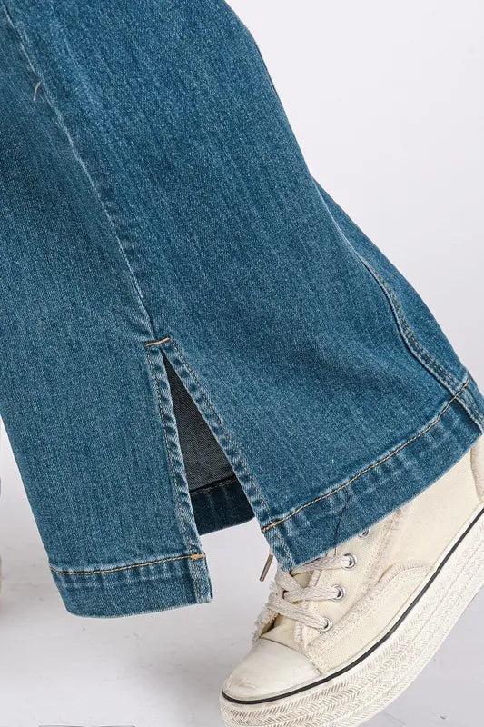 Mittoshop Medium Wash Seam Detail Wide Leg Denim Jeans - Brittney MADE