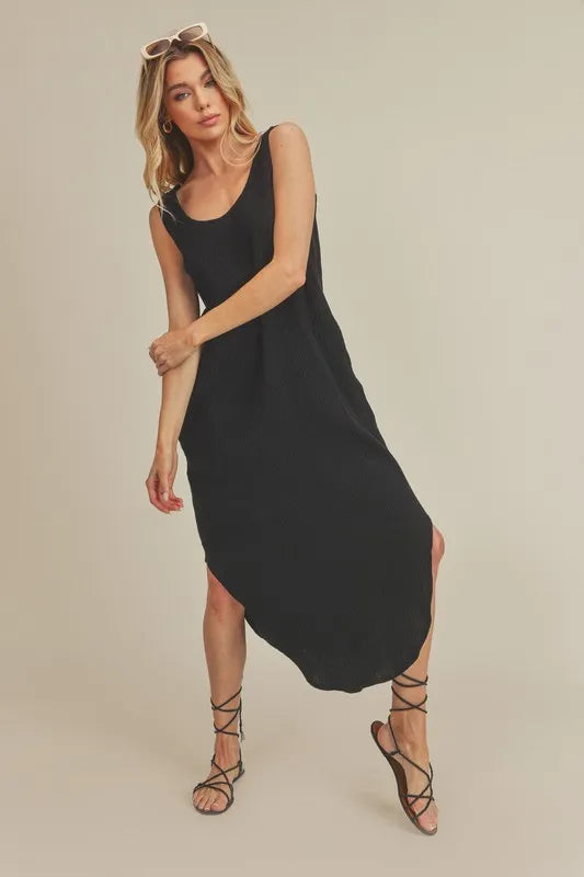 Aemi + Co Round Neck Midi Tank Dress with Pockets - Brittney MADE