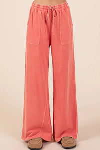 Mittoshop Mineral Wash French Terry Drawstring Wide Leg Pants - Brittney MADE