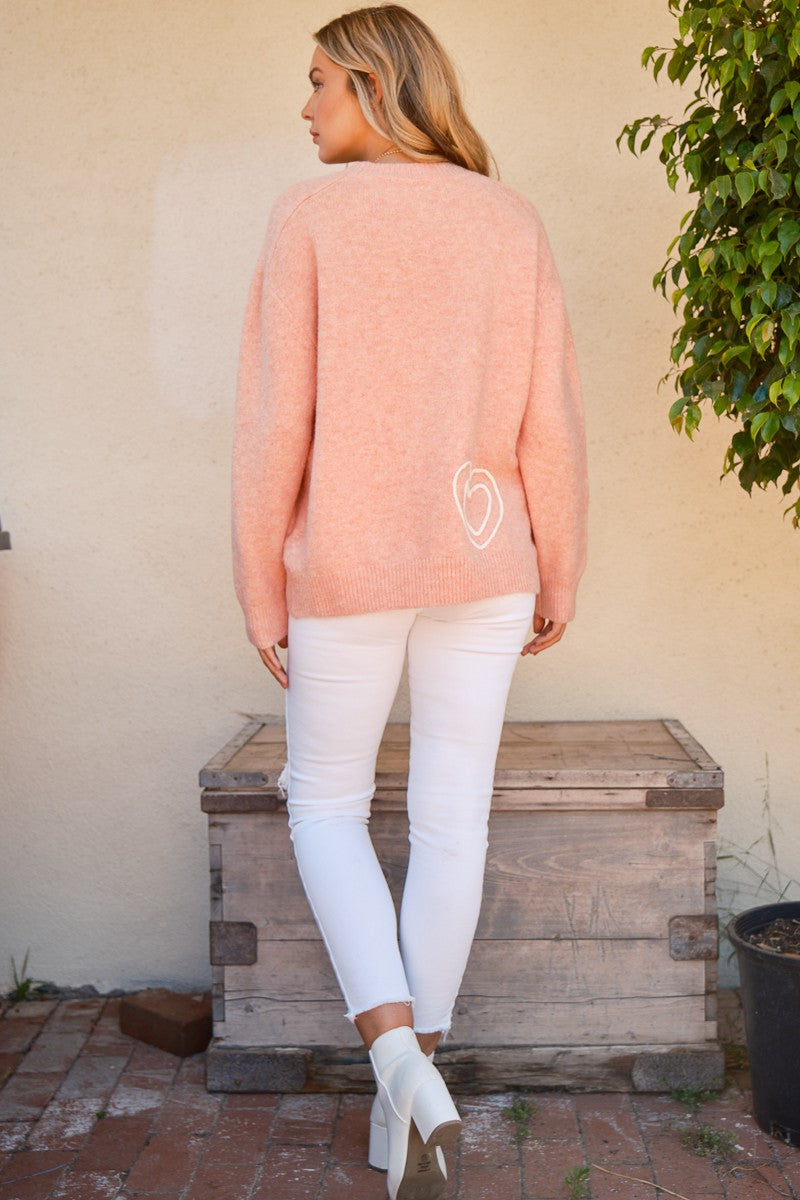 And The Why WIFEY & Heart Round Neck Sweater - Brittney MADE