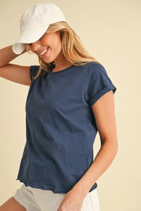 Aemi + Co Lettuce Edge Round Neck Short Sleeve T-Shirt - Brittney MADE