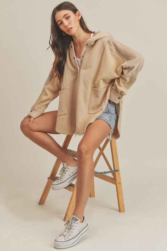 Aemi + Co Slit Half Snap Oversize Hoodie - Brittney MADE