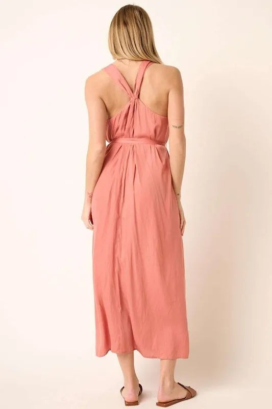 Mittoshop Cross Back Belted V Neck Tank Maxi Dress - Brittney MADE