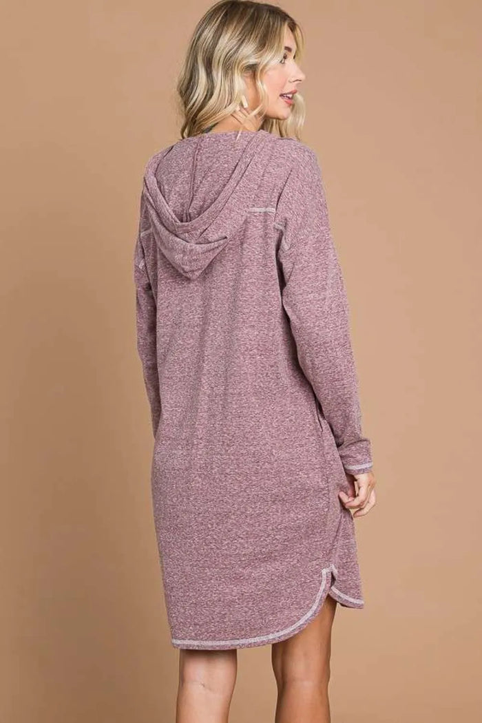 Culture Code Full Size Hooded Long Sleeve Sweater Dress - Brittney MADE