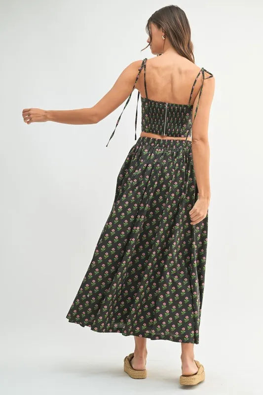 MABLE Floral Crop Top and Skirt Set - Brittney MADE