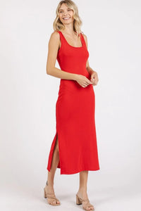 Mittoshop Side Slit Wide Strap Midi Tank Dress - Brittney MADE