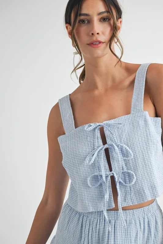 MABLE Gingham Plaid Crop Top and Mini Skirt Set - Brittney MADE